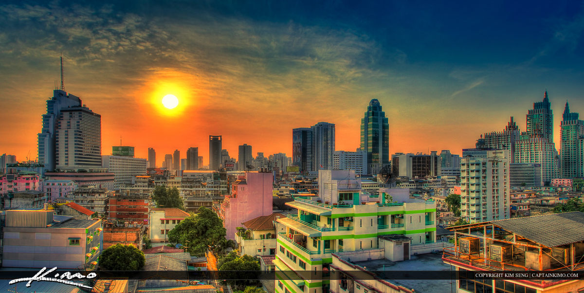 Bangkok Cityscape at Sunrise from the Golden Inn