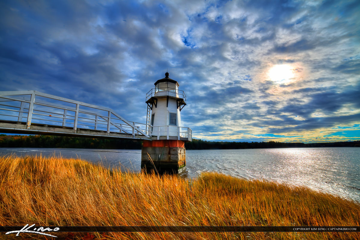 Doubling Point Lighthouse At Arrowsic Maine Royal Stock Photo