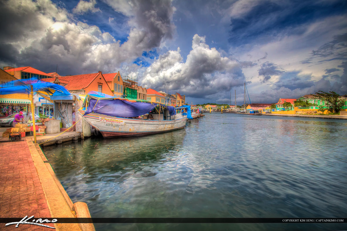 Curacao Travel Caribbean Islands Boat at Market | Royal Stock Photo