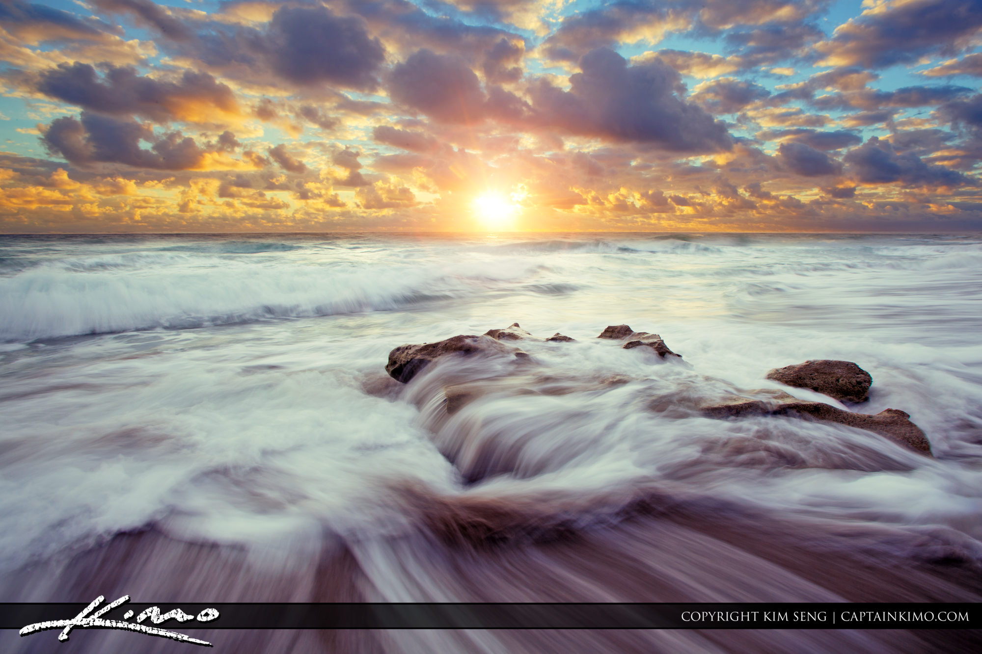 Nautical Beach Sunrise Wide Royal Stock Photo
