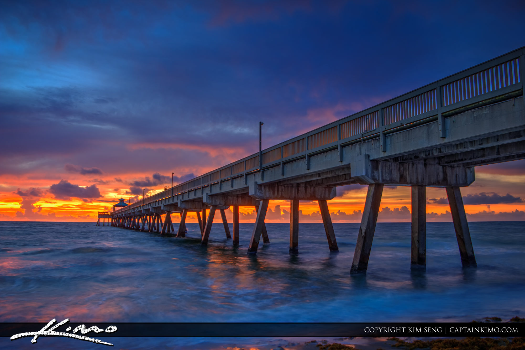 Sunrise from Deerfield Beach Pier Royal Stock Photo
