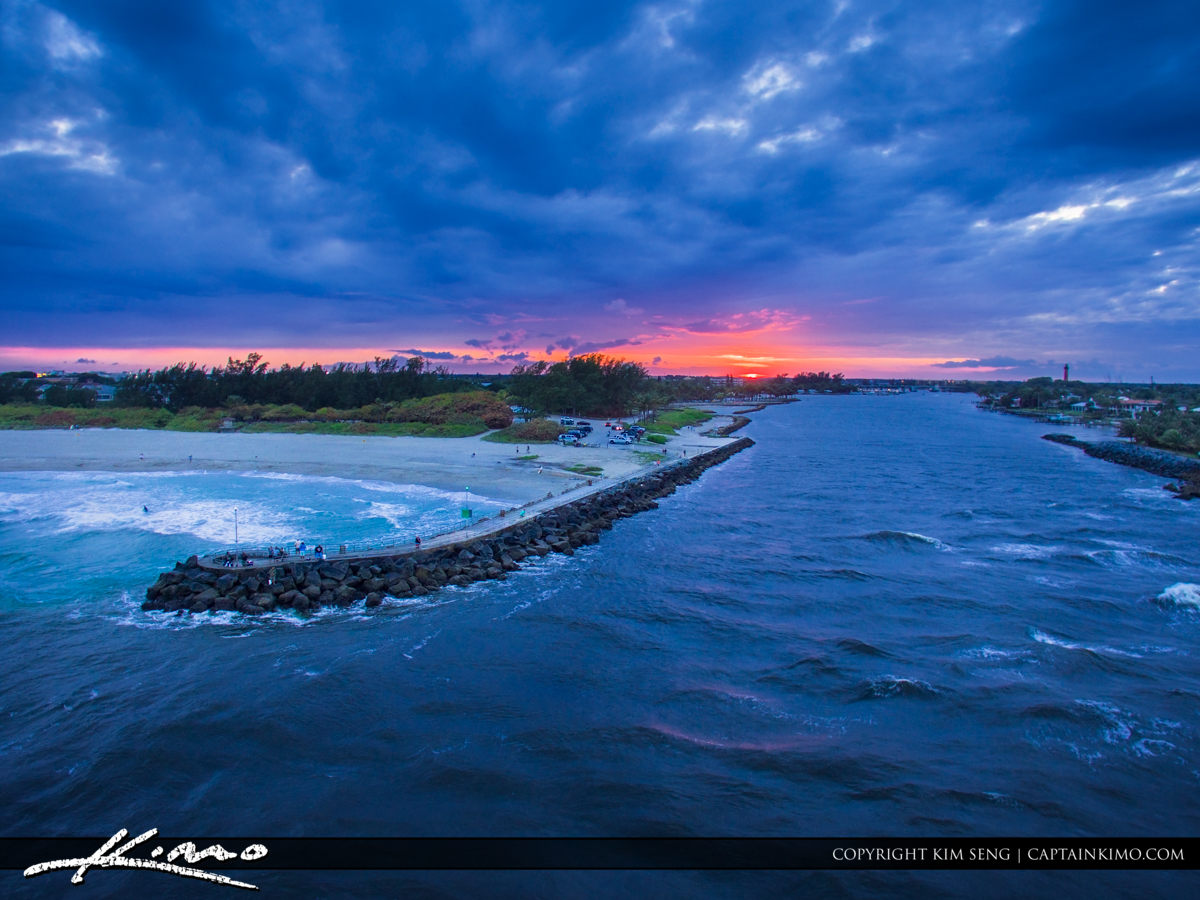 Sunset from the Jupiter Inlet Jetty Jupiter Florida