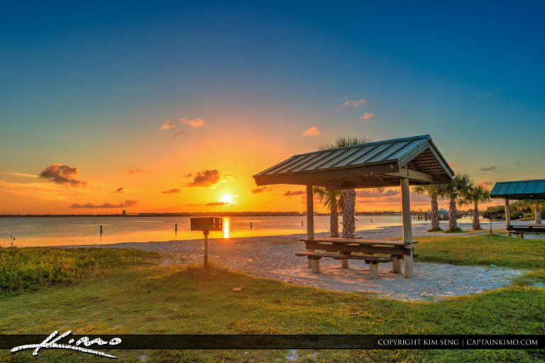 Fort Pierce Jaycee Park Sunset at Picnic Area Royal Stock Photo