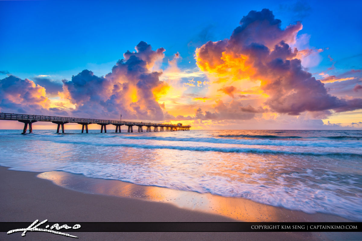 Pompano Beach Pier Along the Ocean Sunrise