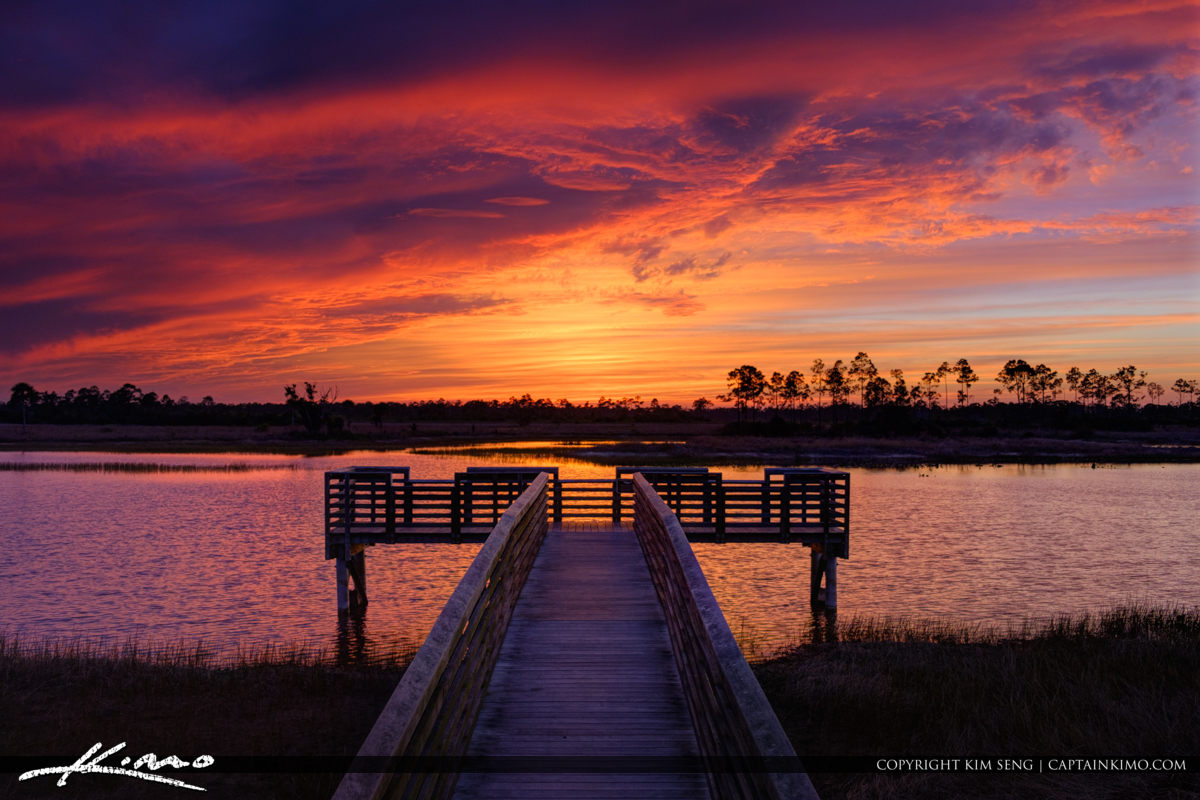Sunset Jupiter Farms at Pine Glades Natural Area PBC Royal Stock Photo