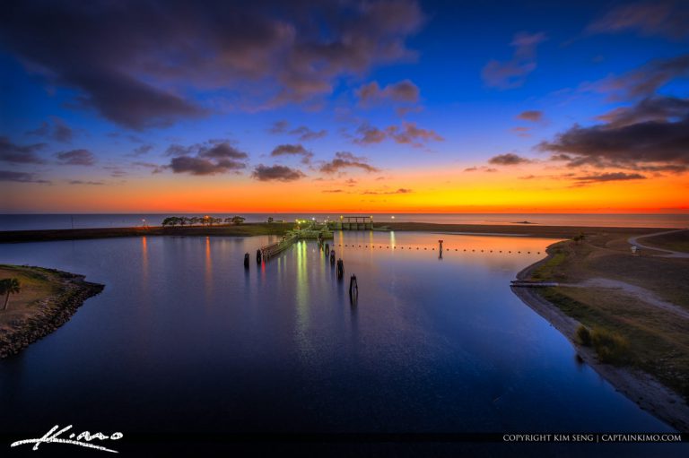 Lake Okeechobee Sunset from Port Mayaca Florida at Lock and Dam Royal