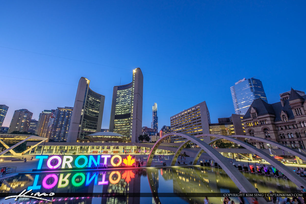 Toronto Canada Ontario Nightlights st City Hall - Royal Stock Photo