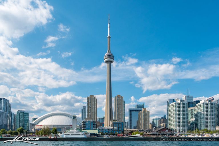 CN Tower Skyline View Blue Sky Toronto Canada Royal Stock Photo