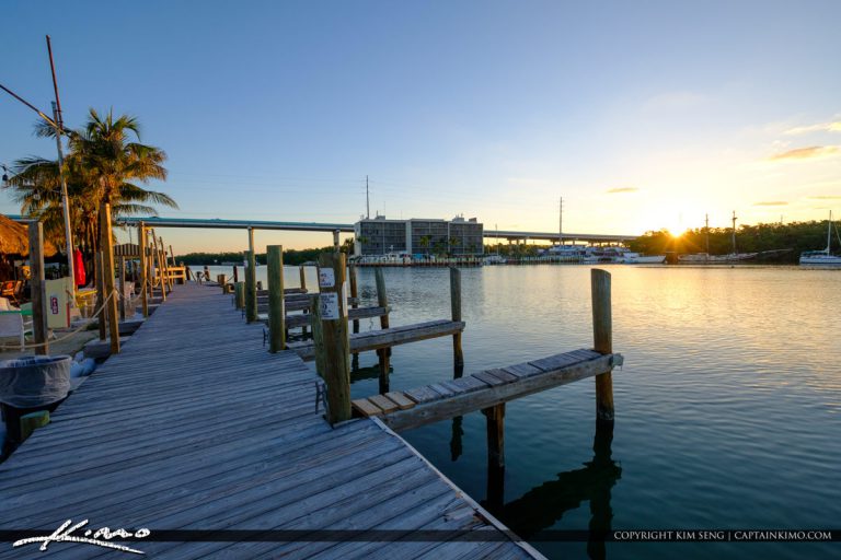 Boat Dock Sunrise Gilberts Resort Key Largo Florida Keys Royal Stock