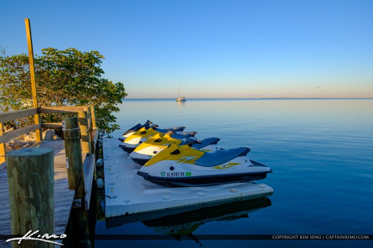 Jet Ski at Dock Gilberts Resort Key Largo Florida Keys Royal Stock Photo