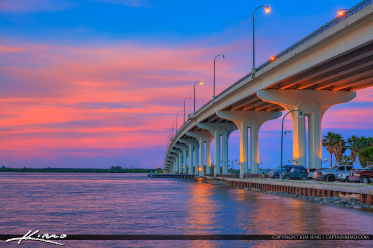 Jensen Beach Causeway Purple Sky Hutchinson Island Royal Stock Photo