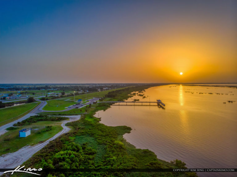 Lake Okeechobee Park Sunrise Aerial Photography Royal Stock Photo