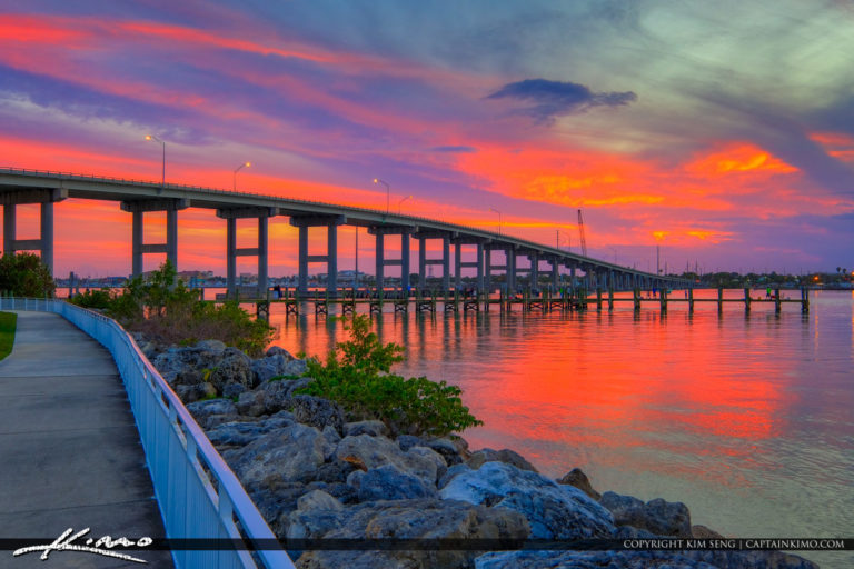 South Causeway Bridge Fort Pierce Florida St Lucie County Sunset Royal Stock Photo