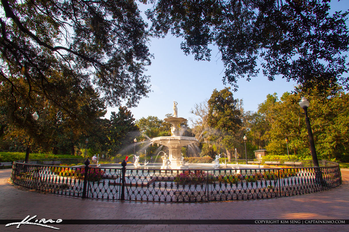 Fountain at Forsyth Park Savannah Royal Stock Photo
