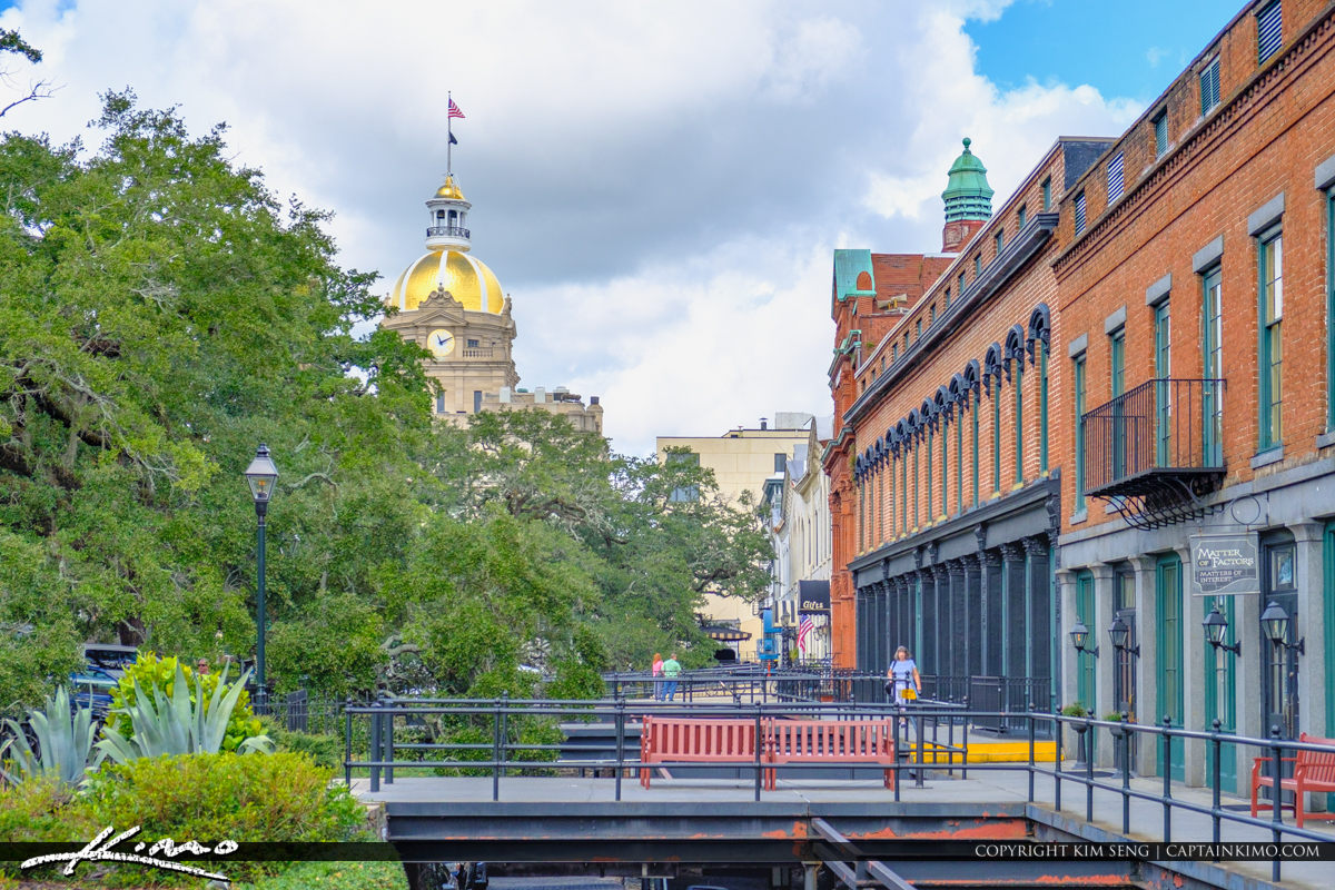 City Hall Golden Spire Clock Tower Savannah Royal Stock Photo
