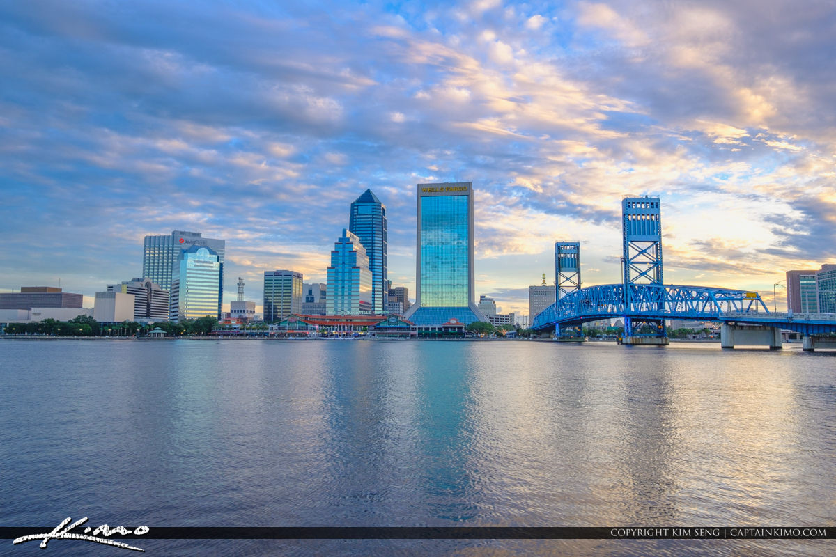 Skyline Reflection Riverwalk St Johns River Jacksonville Florida