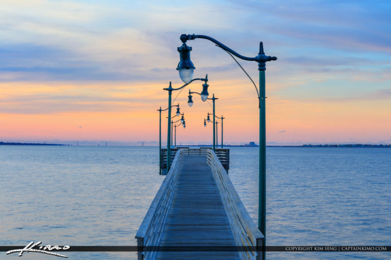 Jensen Beach Causeway Park and Bridge Fishing Pier Royal Stock Photo