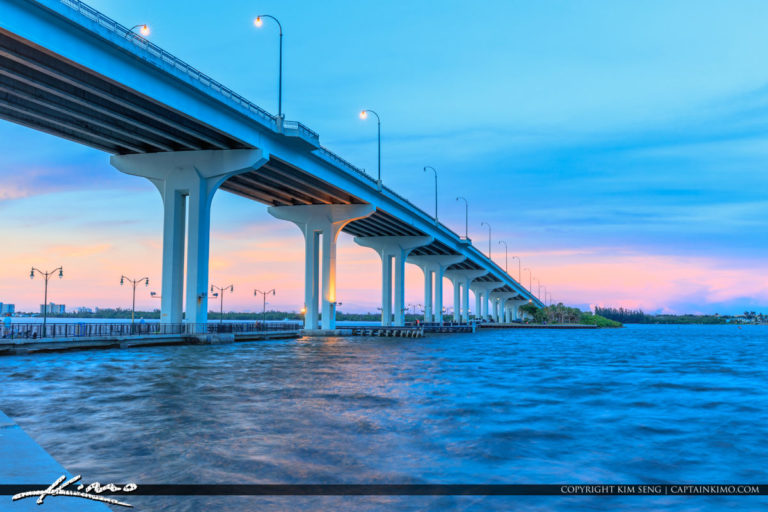 Jensen Beach Causeway Park and Bridge Fishing Pier Royal Stock Photo