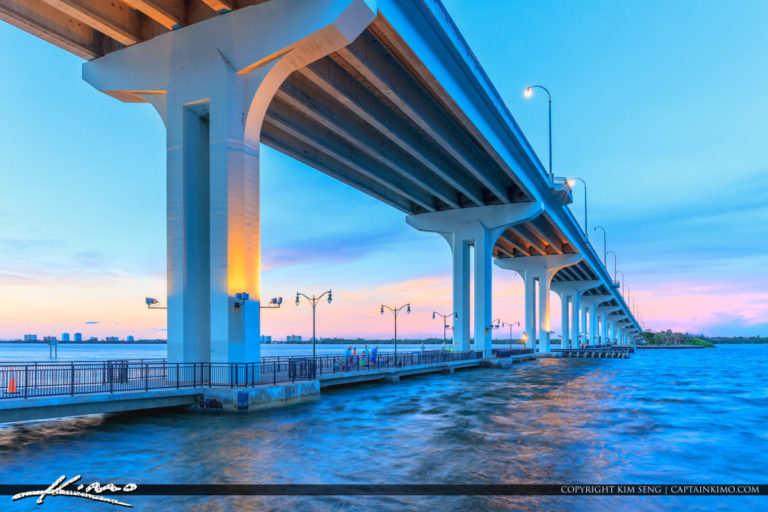 Jensen Beach Causeway Park and Bridge Fishing Pier Royal Stock Photo