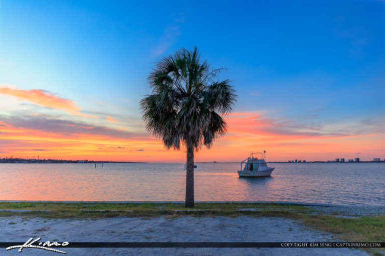 Jensen Beach Causeway Park and Bridge Fishing Pier Royal Stock Photo