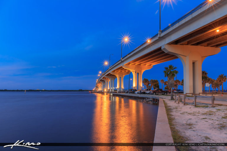 Jensen Beach Causeway Park and Bridge Fishing Pier Royal Stock Photo