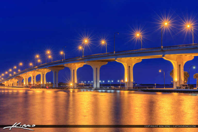 Jensen Beach Causeway Park and Bridge Fishing Pier Royal Stock Photo