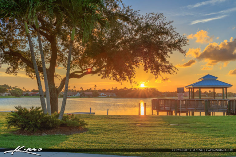 Village of Wellington Community Center Park and Pier Royal Stock Photo