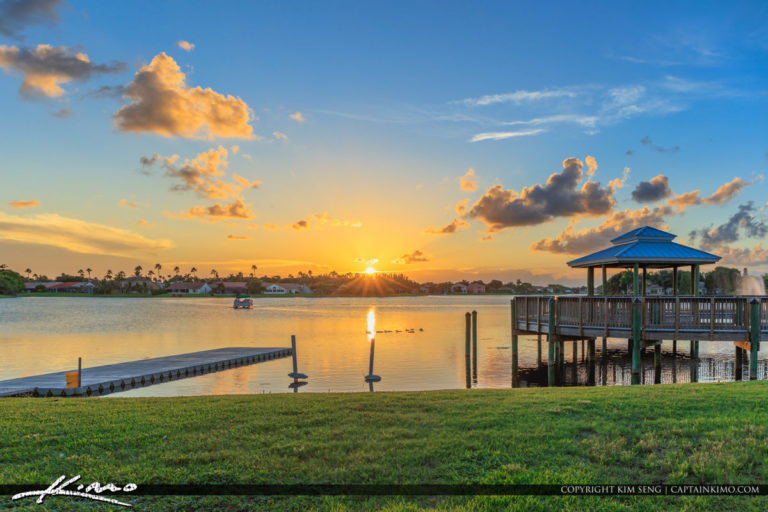 Village of Wellington Community Center Park and Pier Royal Stock Photo