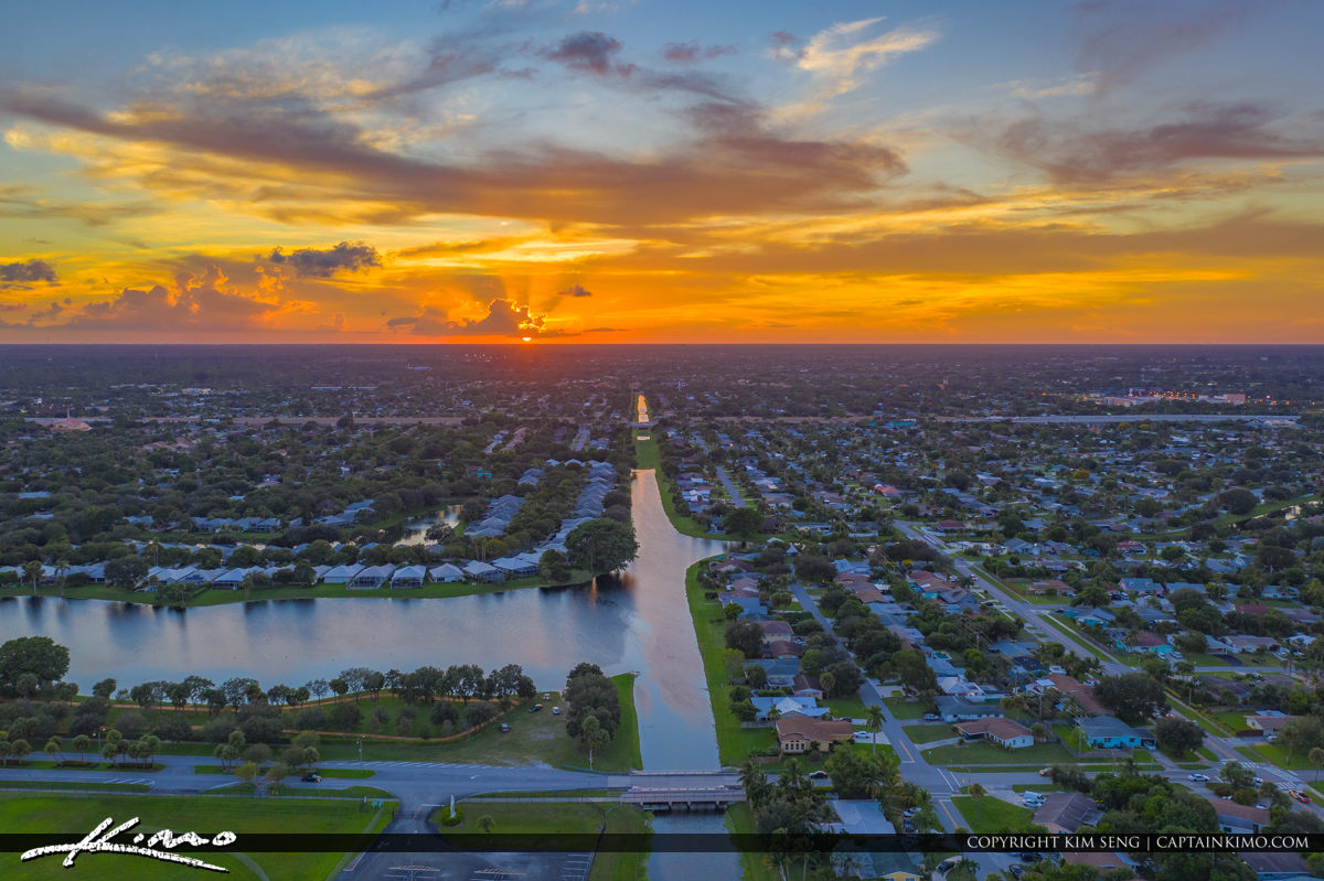 Palm Beach Gardens Aerial Sunset Lake Catherine Royal Stock Photo