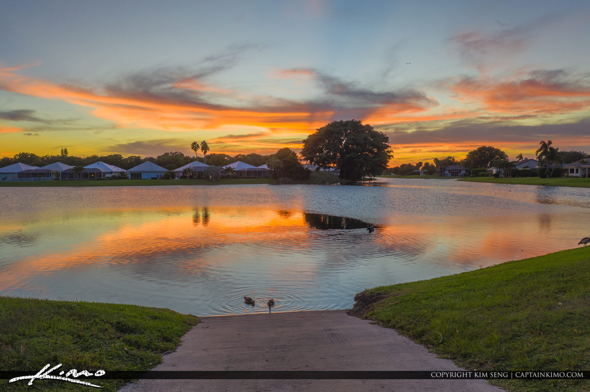 Palm Beach Gardens Aerial Sunset Lake Catherine Royal Stock Photo