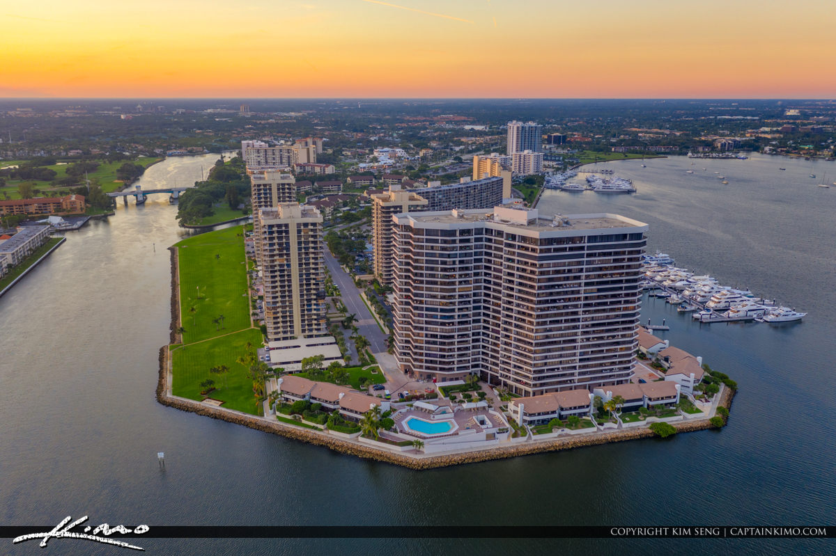 Noth Palm Beach Condos Sunset WaterWay Royal Stock Photo
