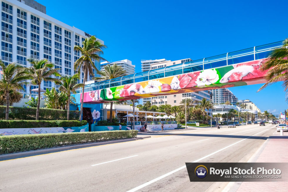 A1A Overpass to Beach Sebastian Street Beach Fort Lauderdale Royal Stock Photo
