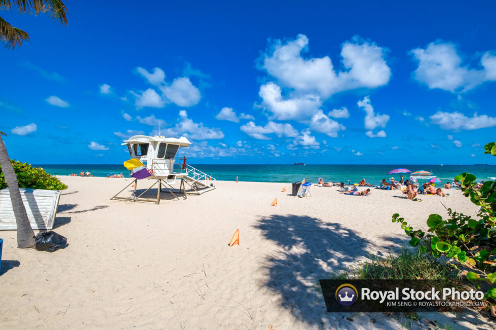 Life Guard Tower and People Sebastian Street Beach Fort Lauderda Royal Stock Photo