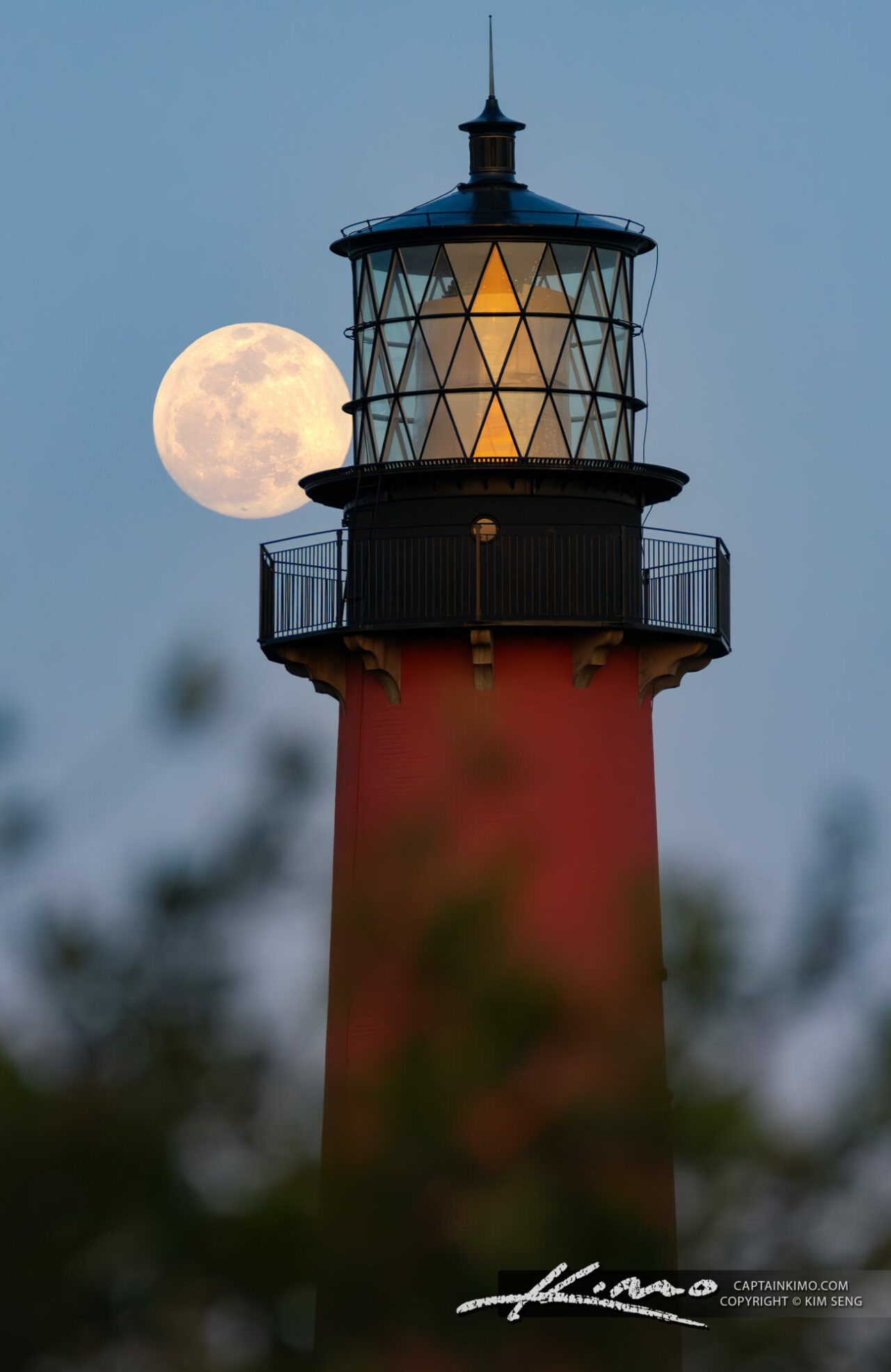 Bright Jupiter Lighthouse Moonrise May 2023 Royal Stock Photo