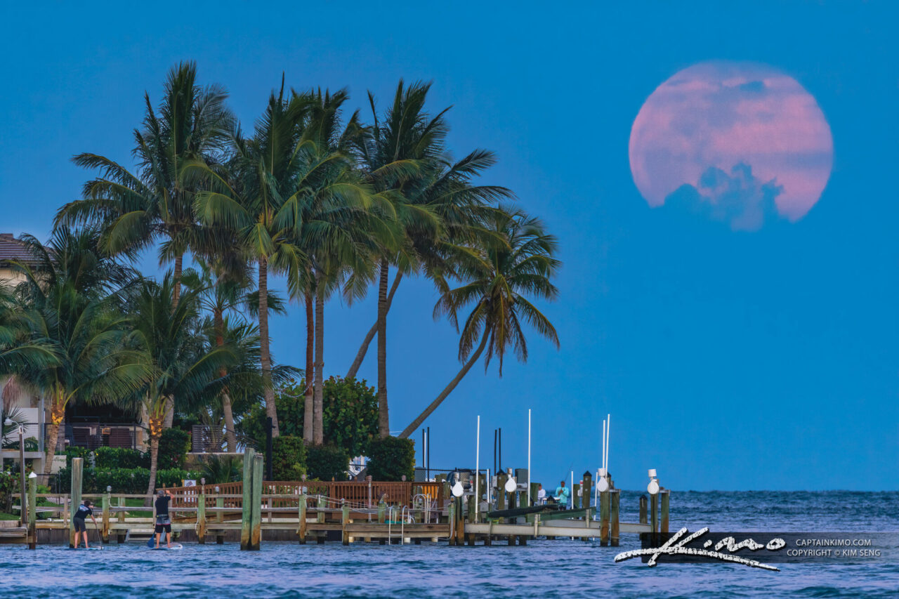Enchanting Moonrise at Jupiter Inlet Florida Royal Stock Photo