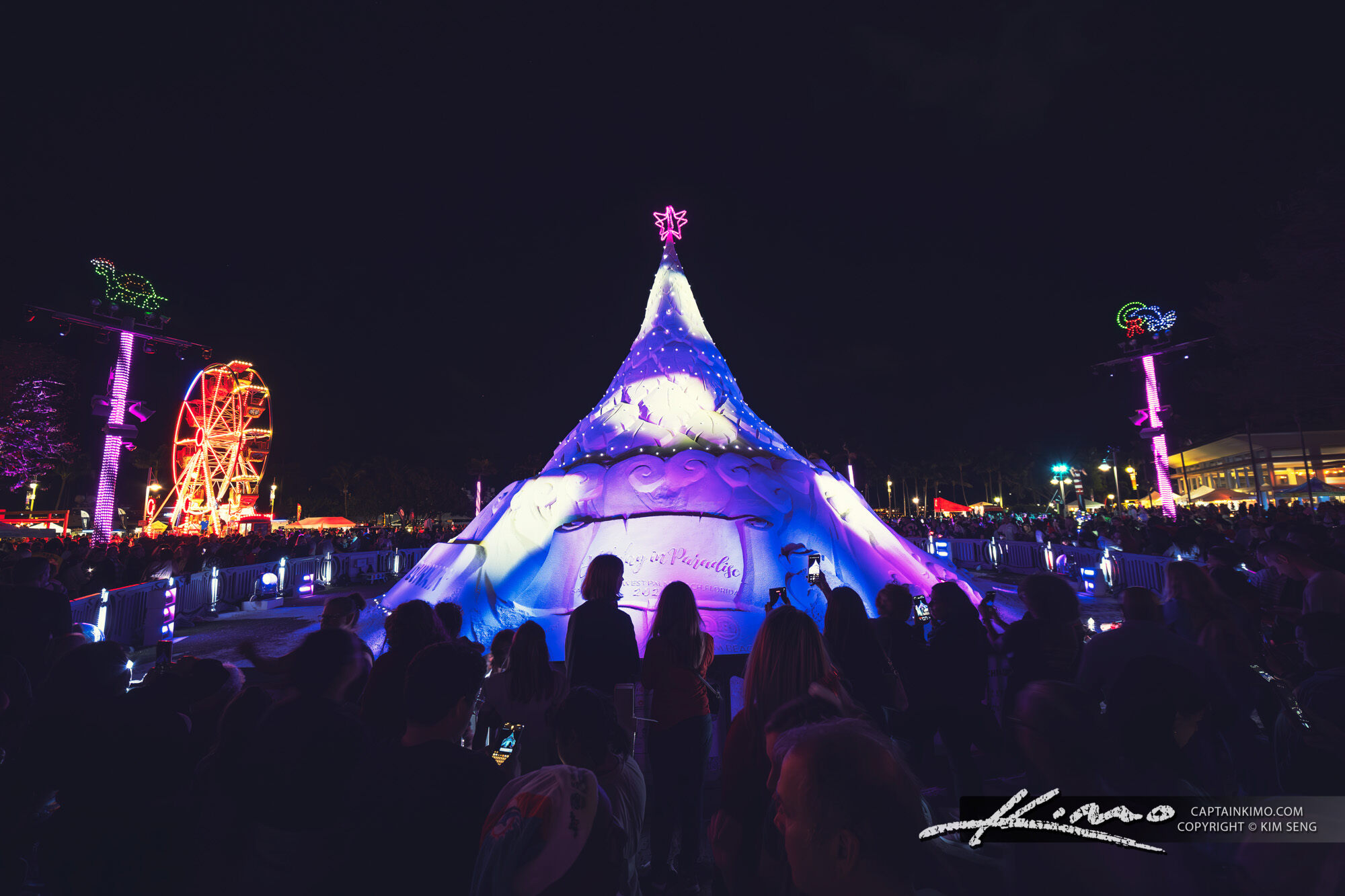 Enchanted Holiday Evening at West Palm Beach Royal Stock Photo