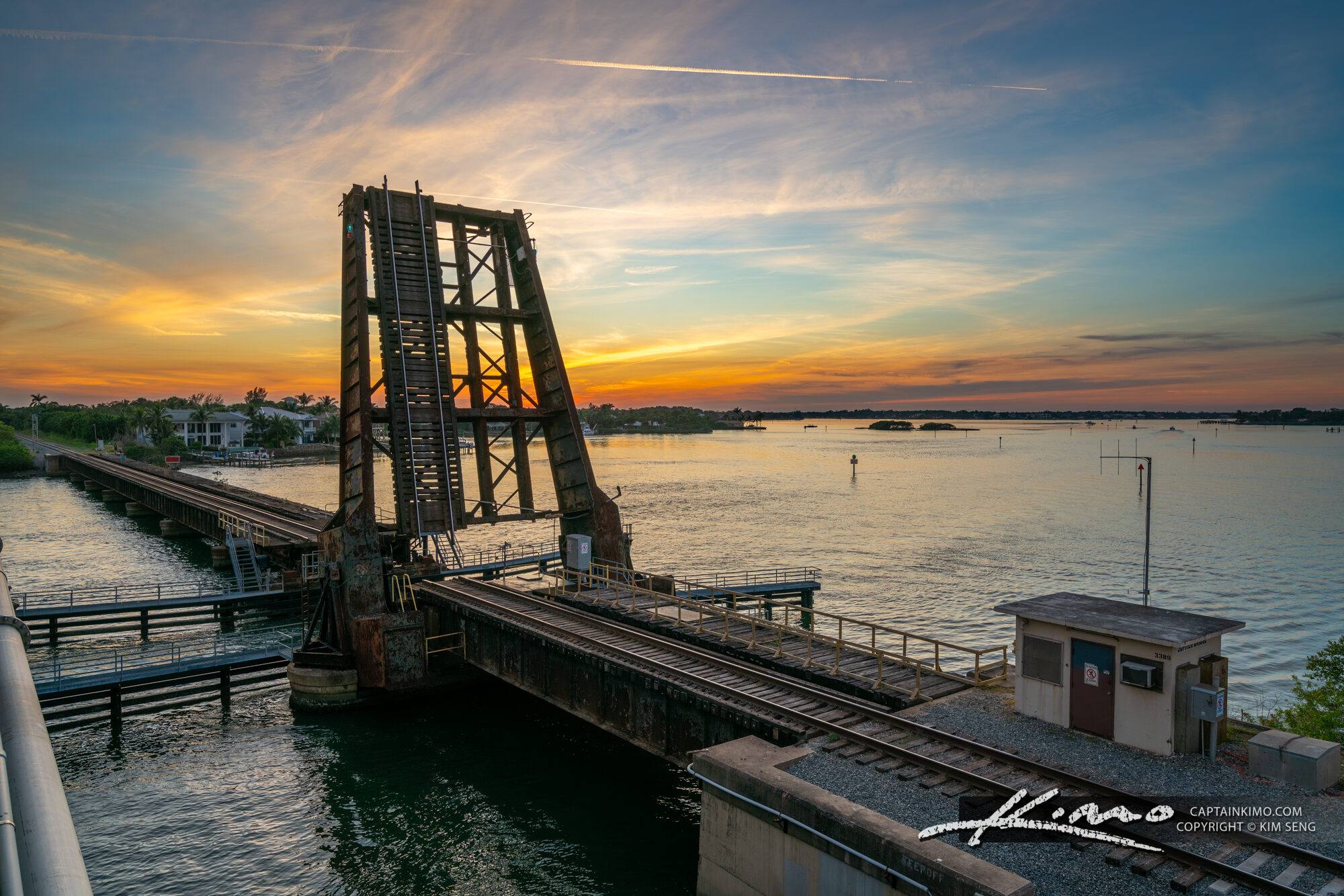 Sunset Over Loxahatchee River Railroad Bridge