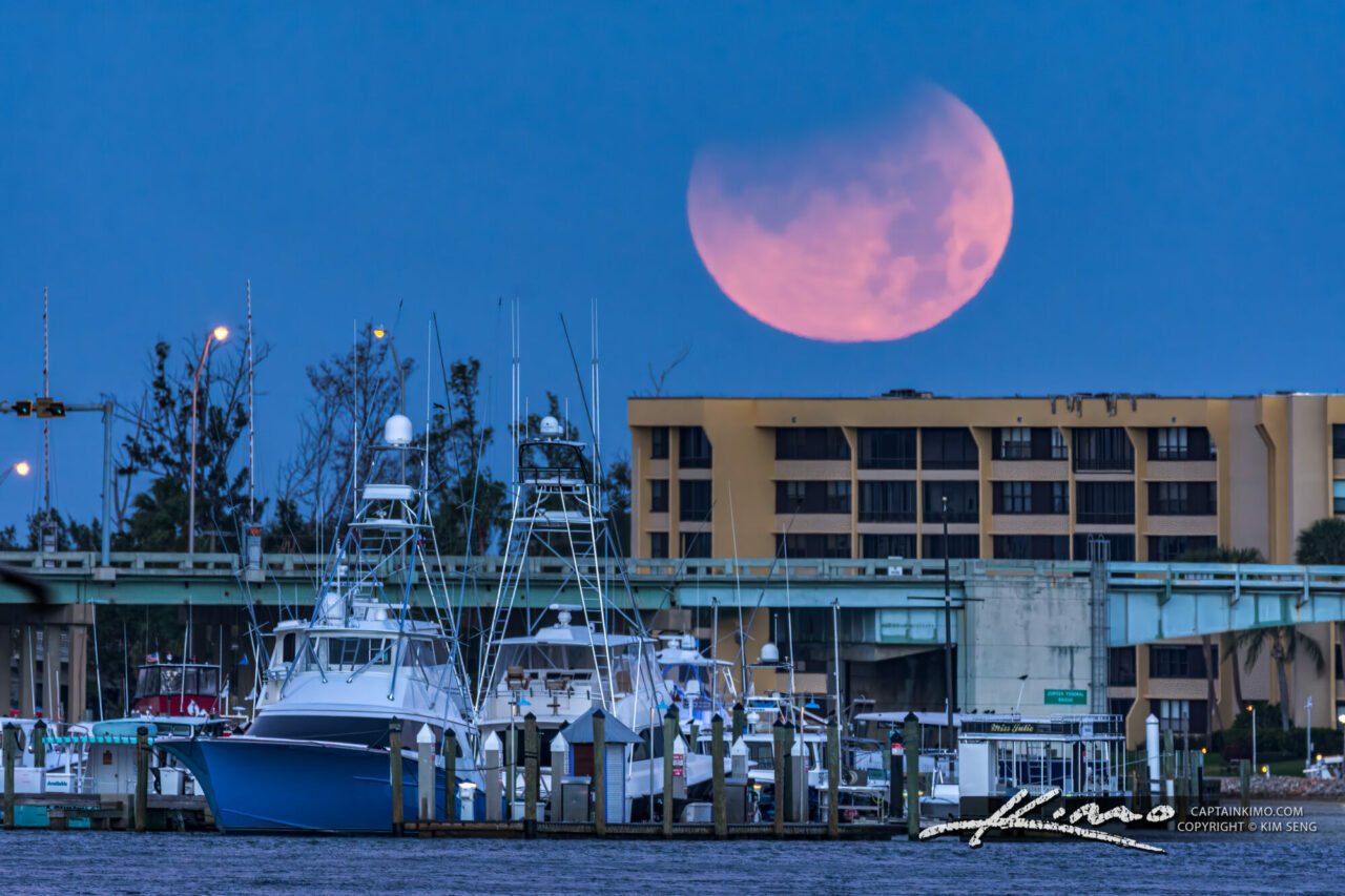 Partial Lunar Eclipse Over Jupiter Marina 2018 | Royal Stock Photo