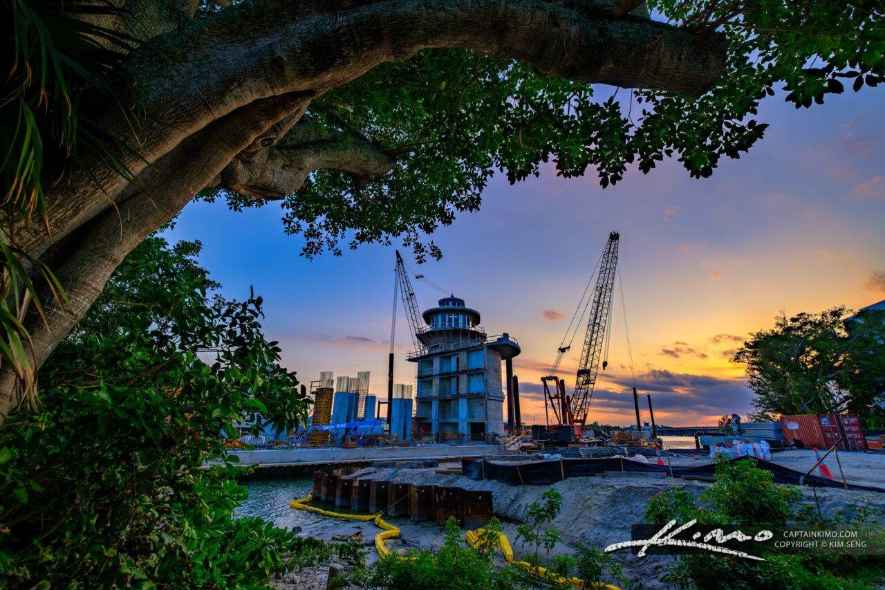 Sunset Construction at US1 Bridge Jupiter Florida | Royal Stock Photo