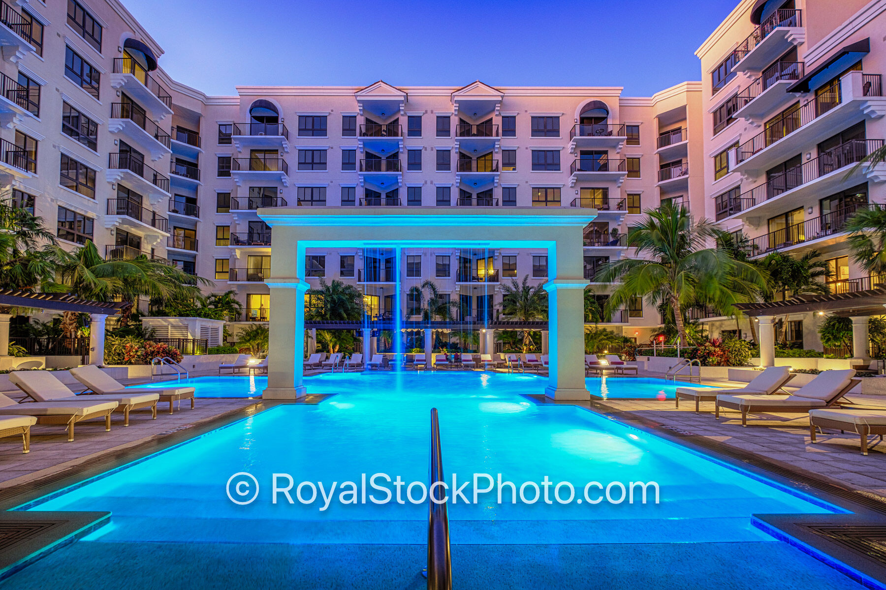 Pool Area Water Fountain Resort Style Luxury Living