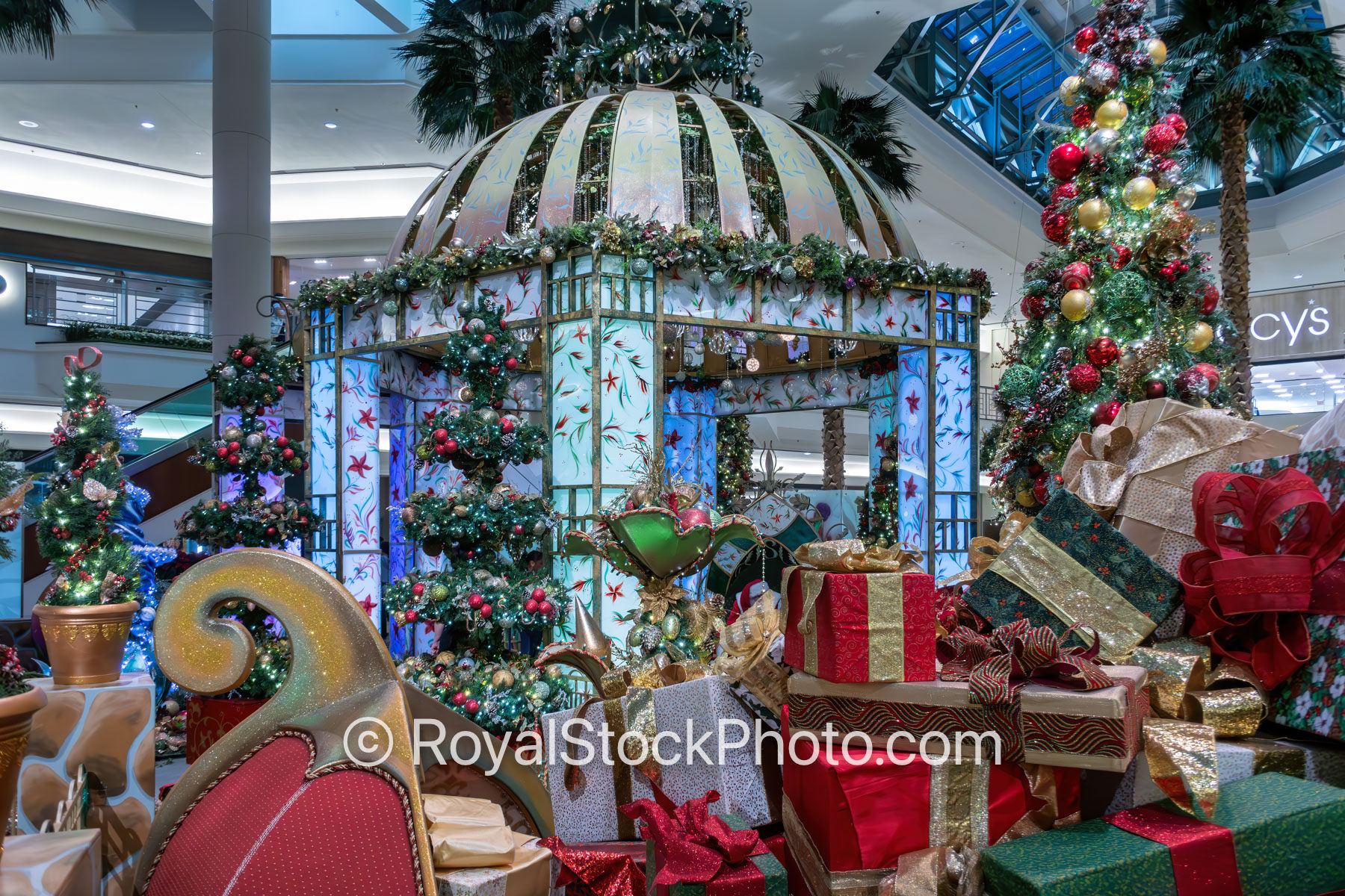Sled and Presents Gardens Mall Christmas 2025