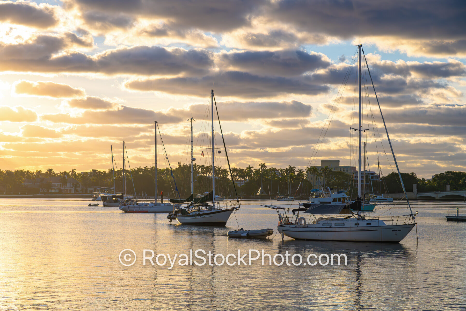 Sunrise Waterway West Palm Beach with Sailboats