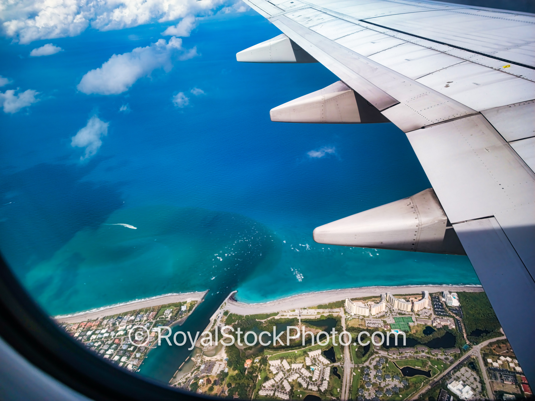 Jupiter Inlet from Airplane Window Flight to West Palm Beach