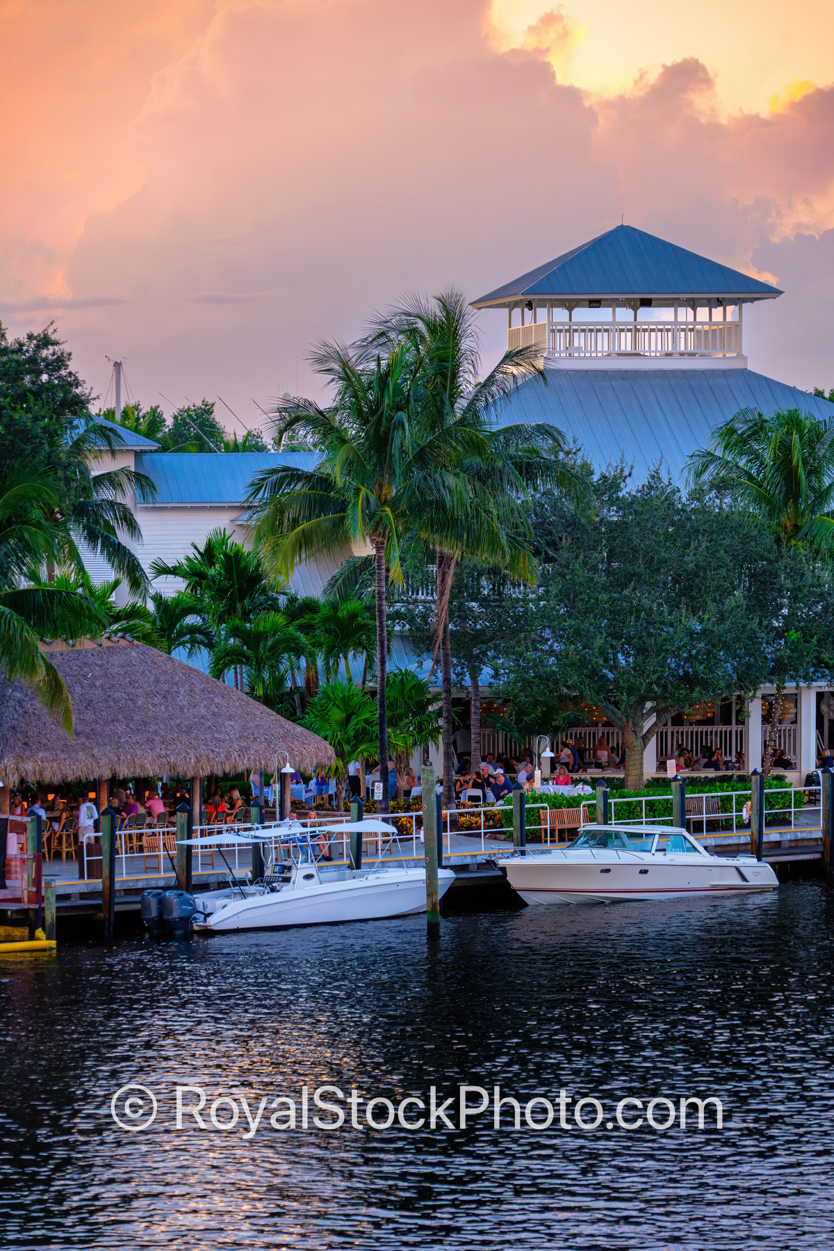 The River House Sunset Palm Beach Gardens Boats Docked