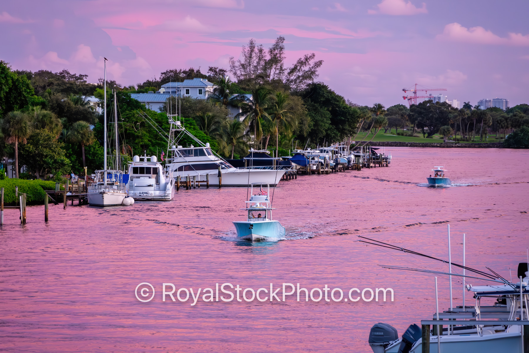 Boats at Waterwayin Palm Beach Gardens Florida