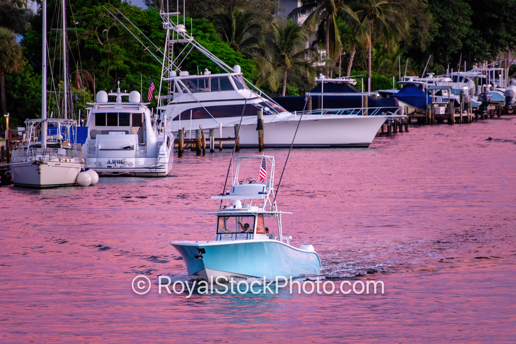 Boating along the Pick Water at Sunset