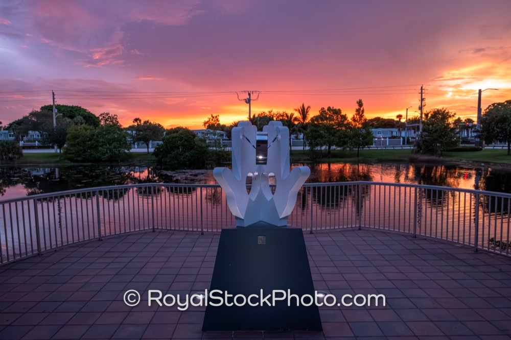 Sunset Colors Wash Over the Garden Memorial in Palm Beach Gardens Florida on Burns Road 20250827