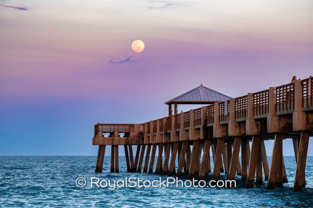 Nighttime Serenity at Juno Beach Pier Under the Glow of a Full Moon on US Highway 1 20180101