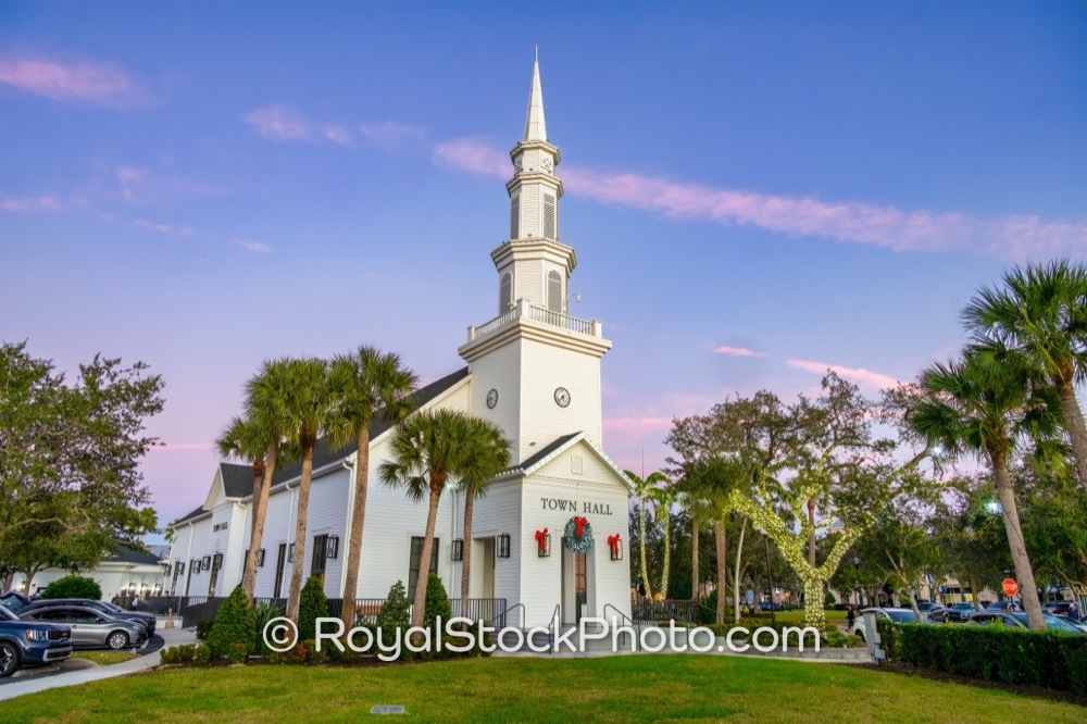Experience Vivacious Holiday Spirit at the Town Hall in Port St Lucie Florida During Sunset on Southwest Tradition Square 20251212