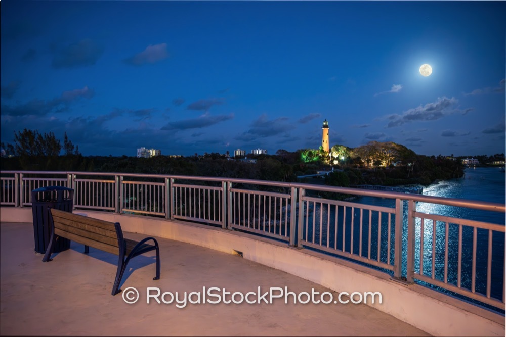 Coastal Recreational Facilities Highlight Jupiter Inlet Lighthouse Under Moonlit Sky on Captain Armours Way 20260302